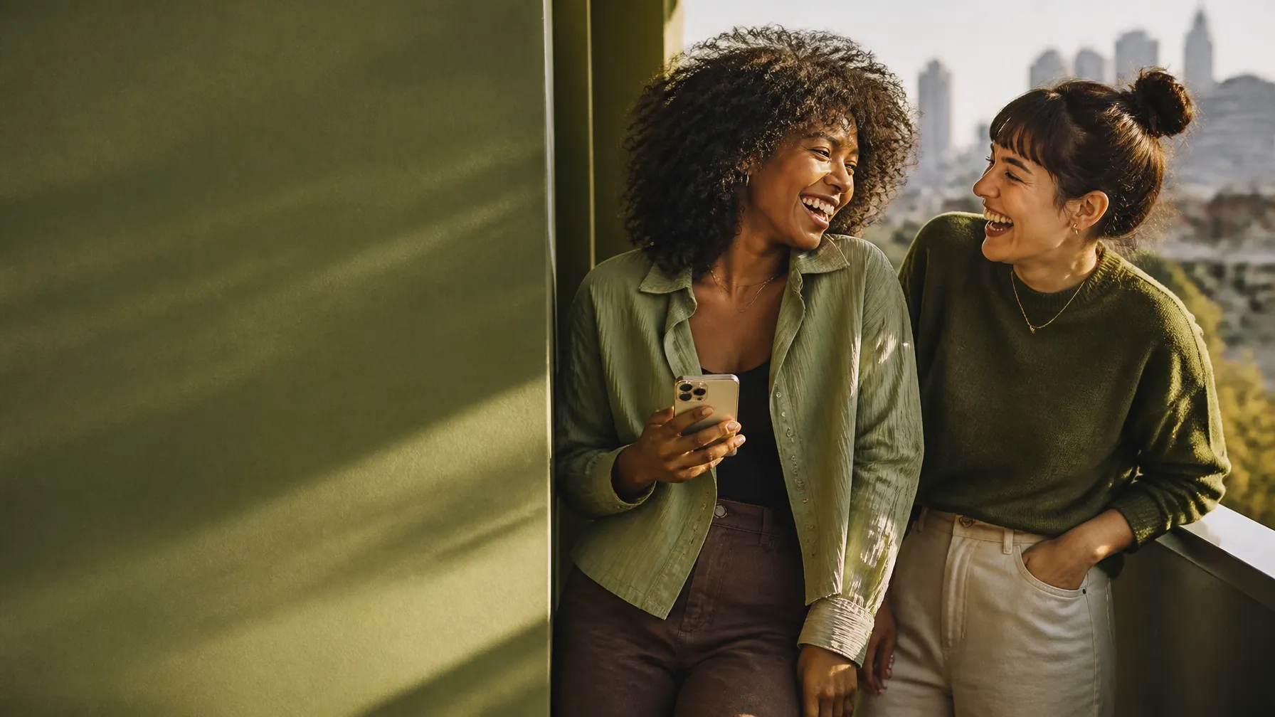 Friends sharing a relaxed moment with a smartphone
